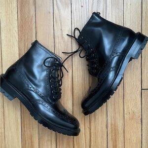 Gucci Mens 7 Black Leather Brogue Boots
